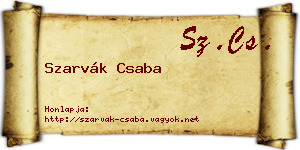 Szarvák Csaba névjegykártya