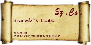 Szarvák Csaba névjegykártya